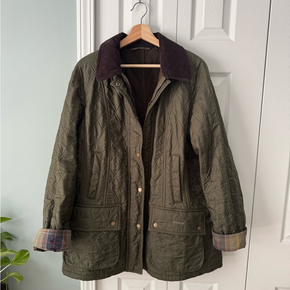 Barbour Green Utility Jacket with Corduroy Trim